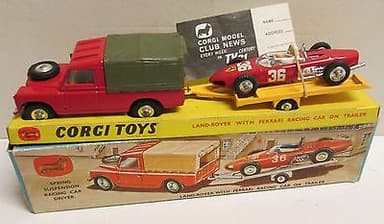 Corgi Toys, Gift Set 17 Land-Rover & Ferrari Racing Car, (2) rare
