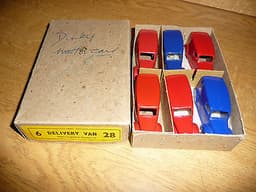 Dinky Toys Set 28 Delivery Van; rare original boxed collection of 6 trade vans
