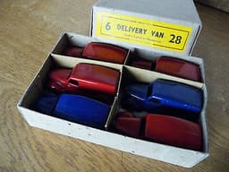 Dinky Toys Set 28 Delivery Van; rare original boxed collection of 6 trade vans