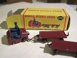 Dublo dinky toys Lansing Bagnall Tractor & 2 trailers boxed, ref 076