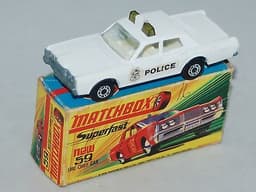 Matchbox Superfast No59b Mercury Police Car - All White/ RARE GREEN Roof Lights