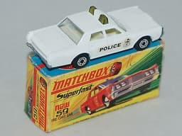 Matchbox Superfast No59b Mercury Police Car - All White/ RARE GREEN Roof Lights
