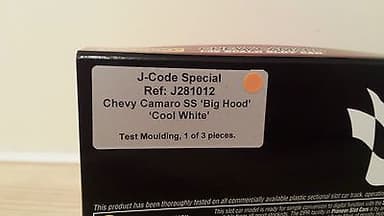 PIONEER SLOT CAR J-CODE SPECIAL CHEVY CAMARO SS \'BIG HOOD\' COOL WHITE TEST MOLD