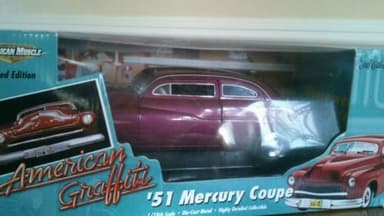 Rare american graffiti 51 mercury coupe  ertl 1/18 scale wolfman jack