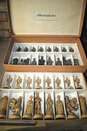 Vintage Anri, hand crafted, Maplewood colour painted chess set.