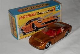 60s.Lesney,Matchbox.superfast.33.LAMBORGHINI.Muira.P400.COPPER,RED INTERIOR.MIB
