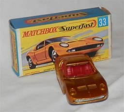 60s.Lesney,Matchbox.superfast.33.LAMBORGHINI.Muira.P400.COPPER,RED INTERIOR.MIB