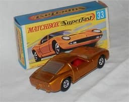60s.Lesney,Matchbox.superfast.33.LAMBORGHINI.Muira.P400.COPPER,RED INTERIOR.MIB