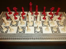 Antique Sadeli Chess Set Board - Games Box or Anglo Indian Vizagapatam Games Box