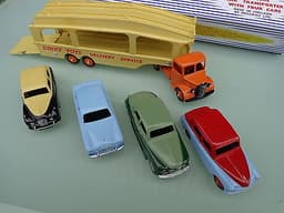 Dinky 990 Pullmore Car Transporter Gift Set + Box and 4 Cars Excellent