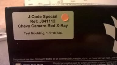 PIONEER SLOT CAR J-CODE SPECIAL CHEVY CAMARO RED X-RAY 1 OF 18 BRAND NEW.