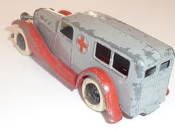 Pre war Dinky 24a Ambulance. Criss cross red chassis.