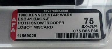 STAR WARS vintage ESB Hoth Trooper Lobot miscard 41 back Kenner AFA 75 RARE