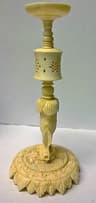 STUNNING LARGE ANTIQUE CHINESE CARVED COW BONE PUZZLE BALL WITH STUNNING STAND