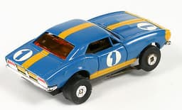 Vintage AURORA Slot Car, #1 CAMARO, Blue & gold, TJET, Model Motoring, NICE