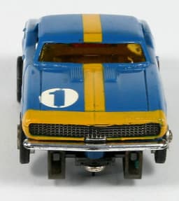 Vintage AURORA Slot Car, #1 CAMARO, Blue & gold, TJET, Model Motoring, NICE