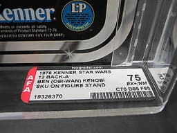 VINTAGE STAR WARS KENNER 12 BACK-A BEN OBI-WAN KENOBI SKU ON FIGURE STAND AFA 75