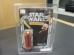 VINTAGE STAR WARS KENNER 12 BACK-A BEN OBI-WAN KENOBI SKU ON FIGURE STAND AFA 75