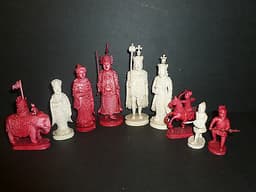 A Large Antique Cantonese King George Chess Set C 1820