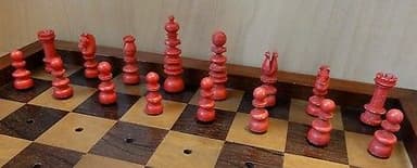 Antique English Travel Chess Set St George Pattern
