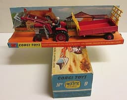 Corgi Toys, Gift Set 9 Massey Ferguson Tractor Trailer & Shovel Set