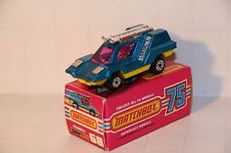 MATCHBOX SUPERFAST #68 COSMOBILE, BLUE OVER YELLOW w/PURPLE WINDOWS