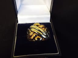Mens 9ct Gold 6 piece Puzzle Ring 3 Colour Size T
