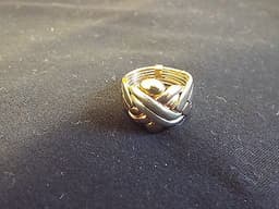 Mens 9ct Gold 6 piece Puzzle Ring 3 Colour Size T