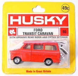 Vintage HUSKY #90 FORD TRANSIT CARAVAN - GREAT BRITAIN - MIP - 1960s