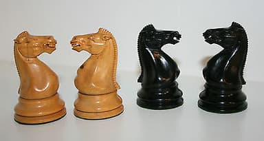 1850\'S Boxed Jaques Staunton Weighted Chess Set 4.4\" Anderssen Knights