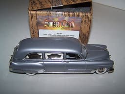 1949 Cadillac limousine-style hearse Sunset Coach Motor City 1/43 NB Silver
