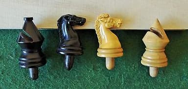Antique Blind persons Wooden Chess Set + Board + Matching box BCC ? see photos