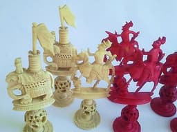 ANTIQUE c1890 HAND CARVED CHINESE CANTONESE PUZZLE BALL CHESS SET 6inch KING