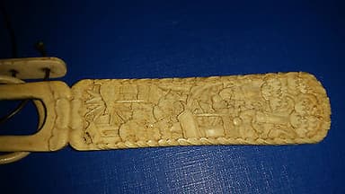 Antique Chinese 19thC Cantonese Carved cow Bone Ring of Rings Puzzle