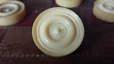 Antique Chinese Canton Carved Cow Bone Chess Set & Board 19th/18th Century