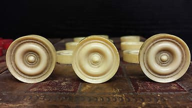 Antique Chinese Canton Carved Cow Bone Chess Set & Board 19th/18th Century