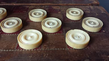 Antique Chinese Canton Carved Cow Bone Chess Set & Board 19th/18th Century