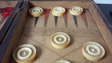 Antique Chinese Canton Carved Cow Bone Chess Set & Board 19th/18th Century