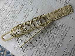 ANTIQUE CHINESE CANTONESE CARVED COW BONE RINGS PUZZLE 19TH CENTURY