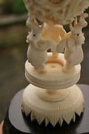 ANTIQUE CHINESE HAND CARVED CANTON COW BONE PUZZLE BALL