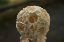 ANTIQUE CHINESE HAND CARVED CANTON COW BONE PUZZLE BALL