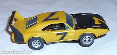 AURORA AFX G PLUS DODGE SUPER BIRD SLOT CAR IN YELLOW WORKS