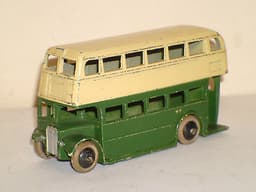 DINKY No 29c Pre War 1st Type Grill Double Decker Bus with black smooth hubs