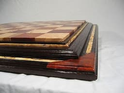 Handmade Chess Board: 2 1/2" Amboyna Burl, High Figure Birdseye Maple, Wenge 2.5