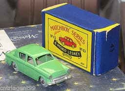 MATCHBOX LESNEY 43A RARE GREEN HILLMAN MINX SUPERB MINT WITH ORIGINAL BOX