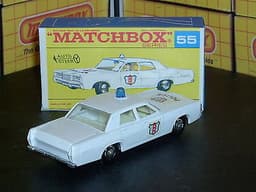 Matchbox  Lesney Mercury Police Car 55 d2 labels blue dome BPW VNM & crafted box