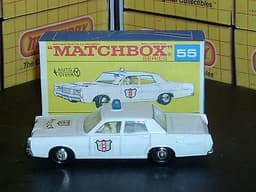 Matchbox  Lesney Mercury Police Car 55 d2 labels blue dome BPW VNM & crafted box