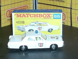 Matchbox  Lesney Mercury Police Car 55 d2 labels blue dome BPW VNM & crafted box