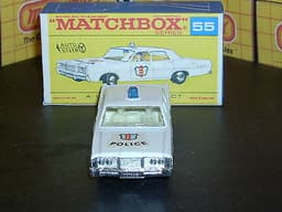 Matchbox  Lesney Mercury Police Car 55 d2 labels blue dome BPW VNM & crafted box