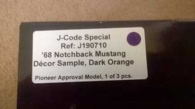 PIONEER 68 FORD MUSTANG NOTCHBACK J-CODE SLOT CAR. 1 of 3. DECOR SAMPLE.